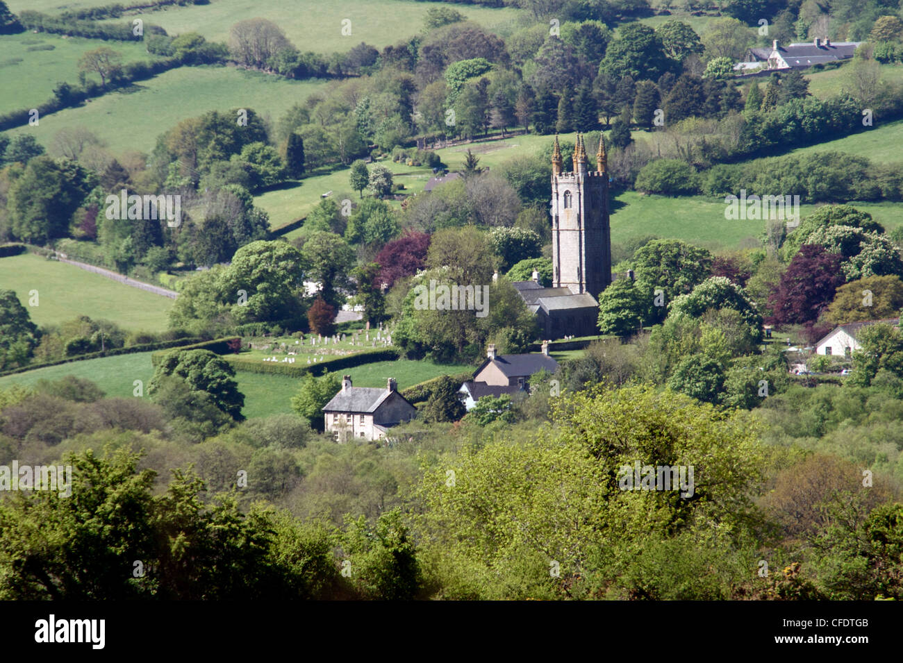 Église St Pancras, Widecombe dans la Lande, Dartmoor, dans le Devon, Angleterre, Royaume-Uni, Europe Banque D'Images
