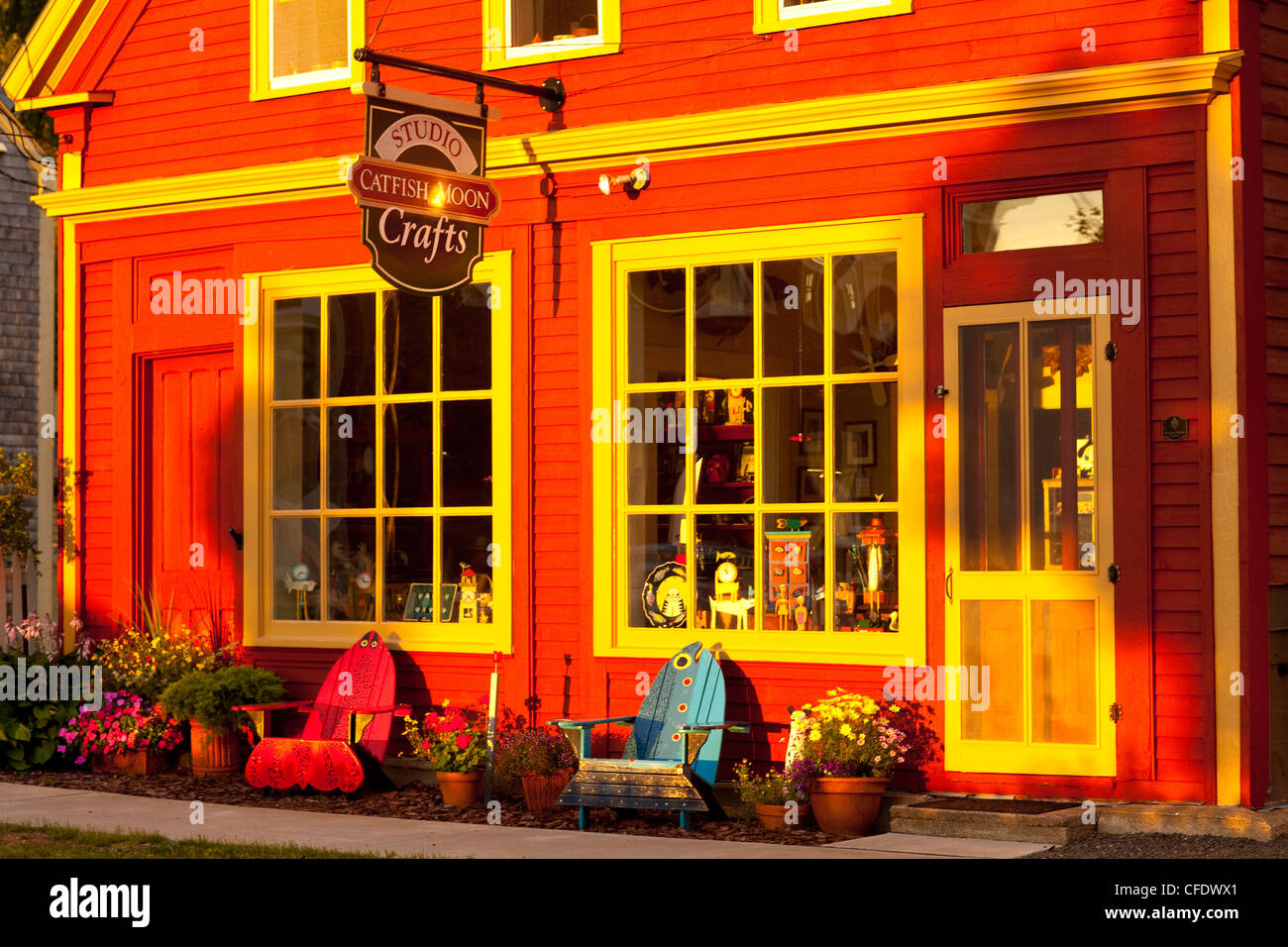 Studio Lune barbue au coucher du soleil, Annapolis Royal, Nouvelle-Écosse, Canada Banque D'Images