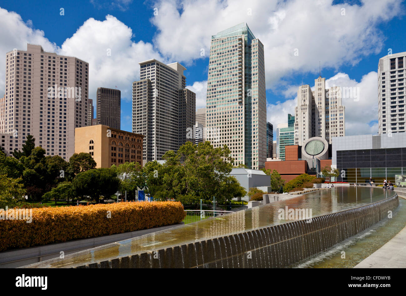 Fontaines de la Yerba Buena Gardens, San Francisco, California, USA Banque D'Images