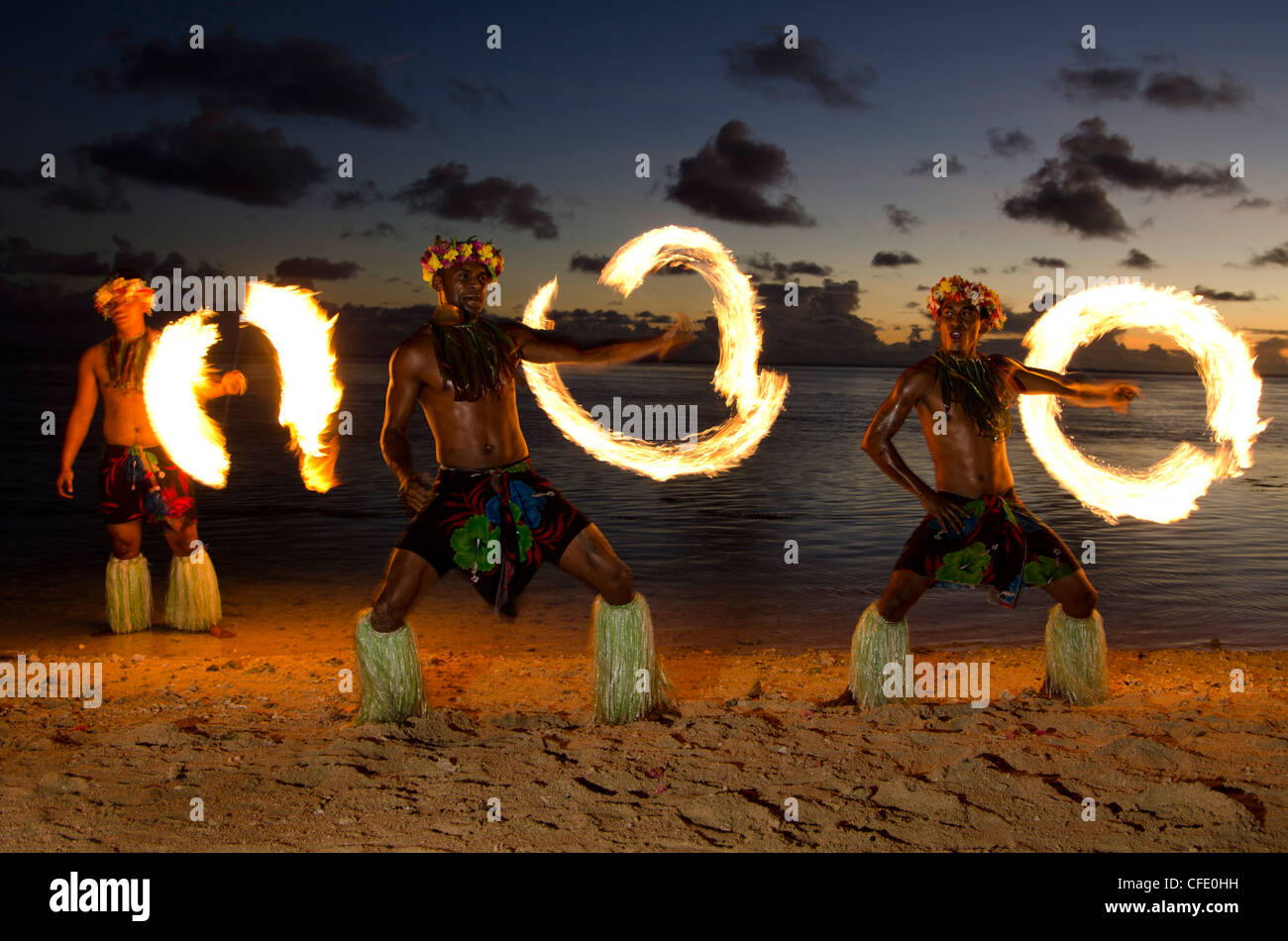 Danse du feu, Viti Levu, Fidji, la Mélanésie, l'Océanie, du Pacifique, des îles du Pacifique Banque D'Images
