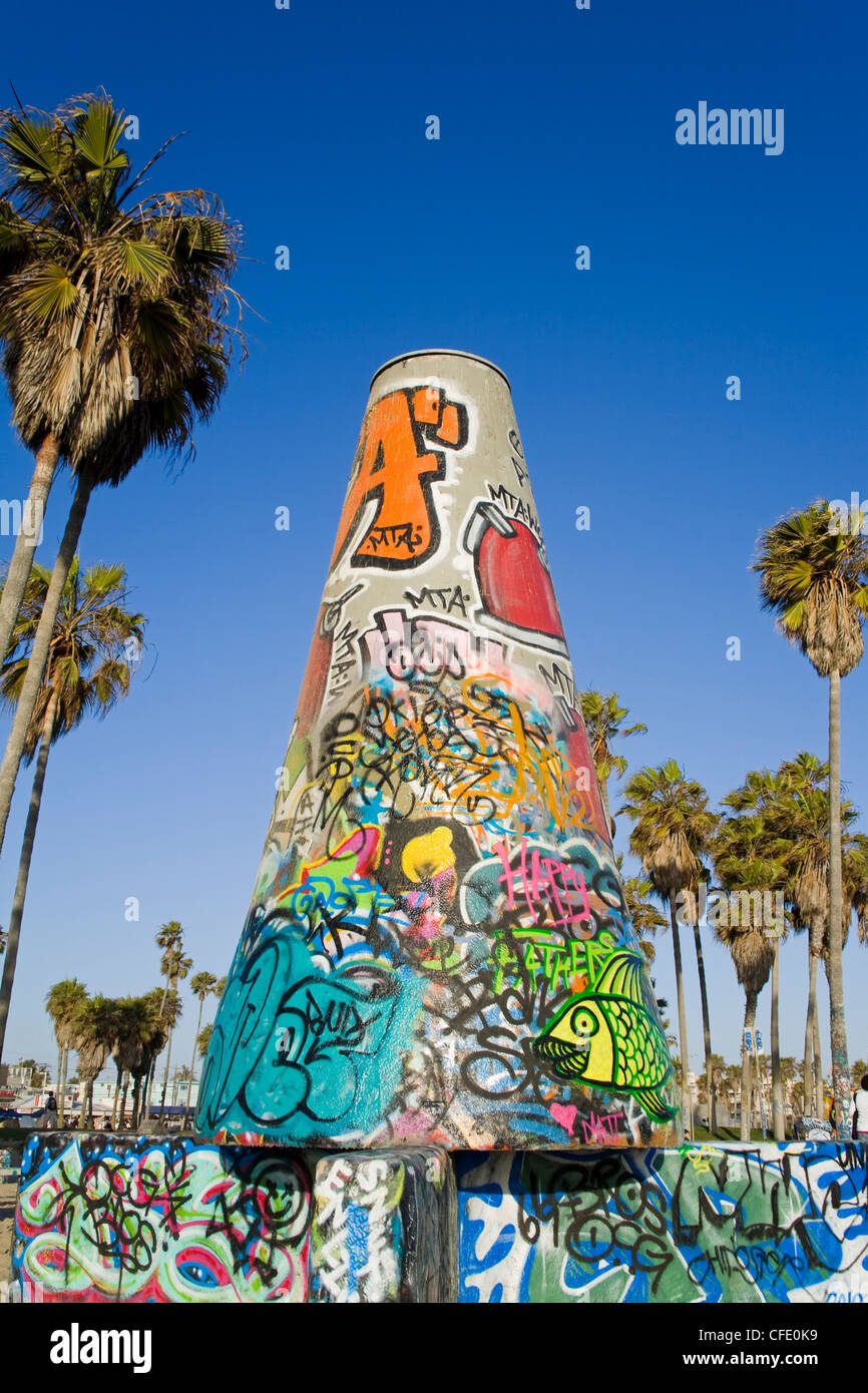 Les murs, l'art graffiti juridique, sur la plage de Venice, Los Angeles, Californie, États-Unis d'Amérique, Banque D'Images