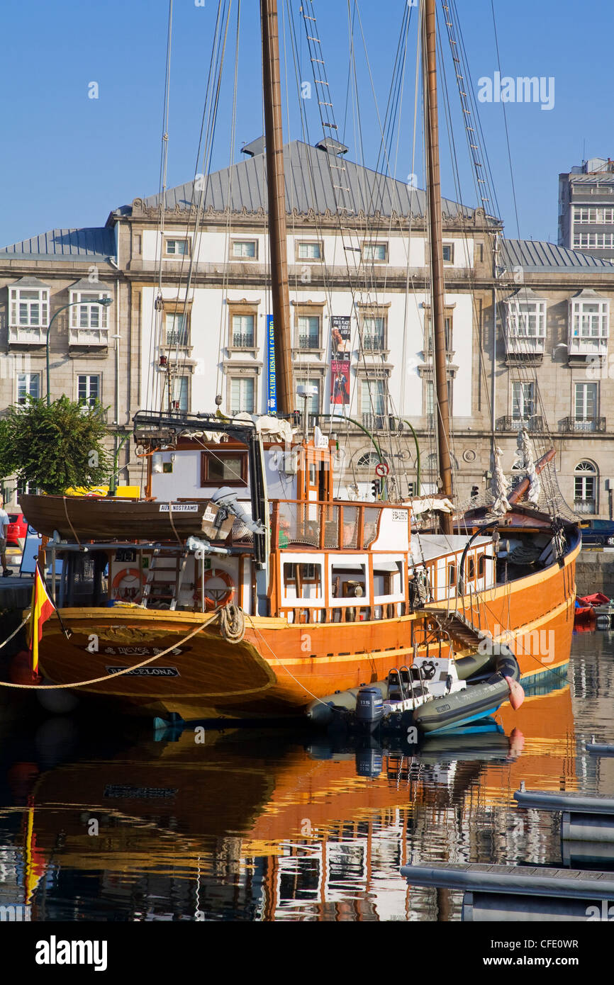 Darsena Marina à La Corogne, Galice, Espagne, Europe Banque D'Images