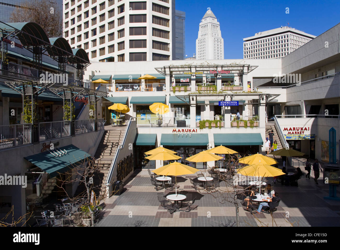 Weller Cour dans Little Tokyo, Los Angeles, Californie, États-Unis d'Amérique, Banque D'Images