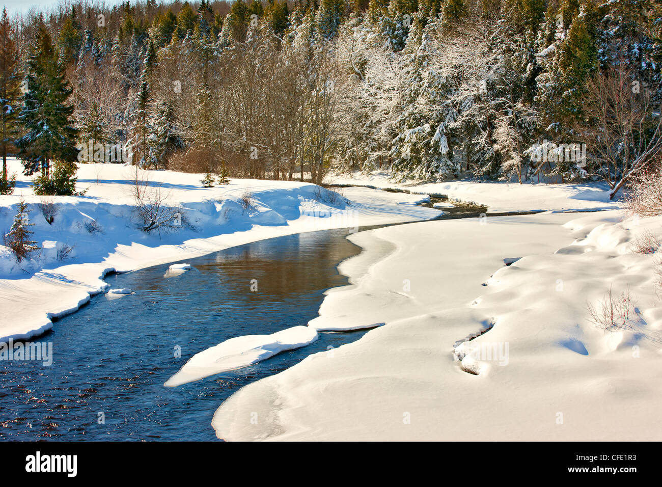 Folley River, Wentworth Valley en hiver, Nova Scotia, Canada Banque D'Images