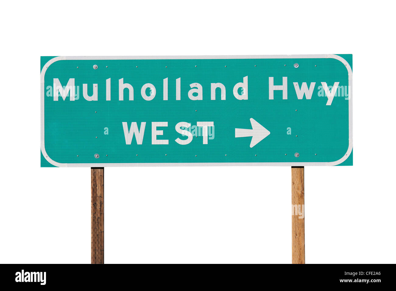Mulholland Highway sign, près de Los Angeles en Californie. Banque D'Images