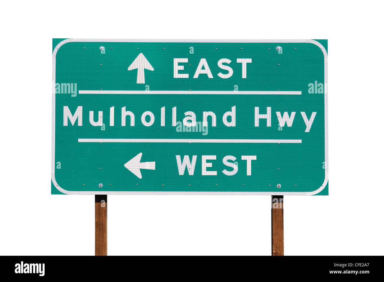 Mulholland Highway sign, près de Los Angeles en Californie. Banque D'Images