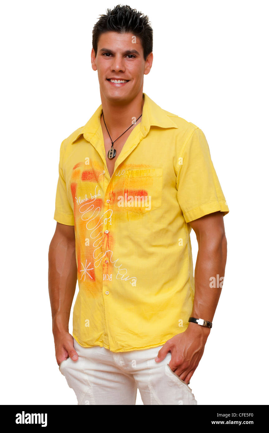 Alors que le modèle photographié portant une chemise Banque D'Images