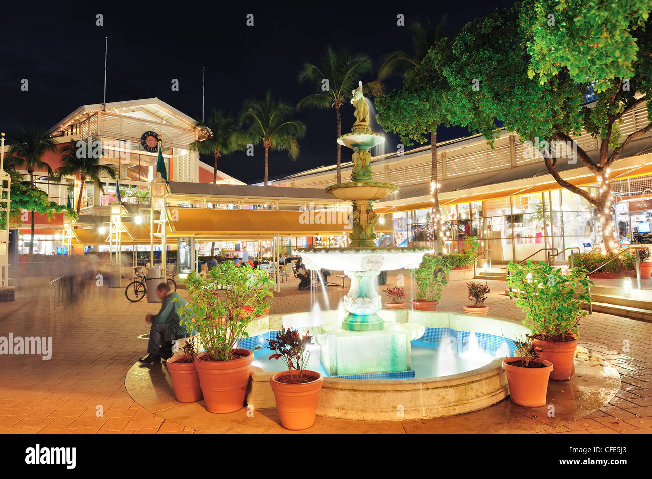 Bayside Marketplace la nuit Banque D'Images