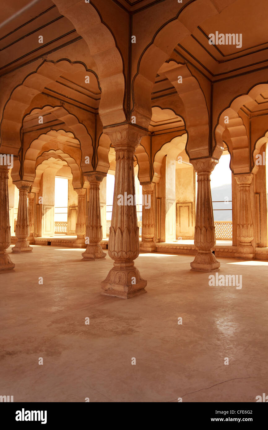 Les intérieurs de l'Amber Fort à Jaipur, Inde. Banque D'Images