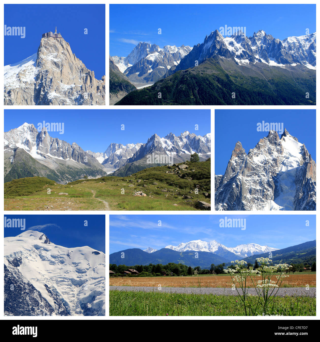 Collage d'Aiguille du Midi, les Alpes et le Mont-Blanc et belle météo à  Chamonix, France Photo Stock - Alamy