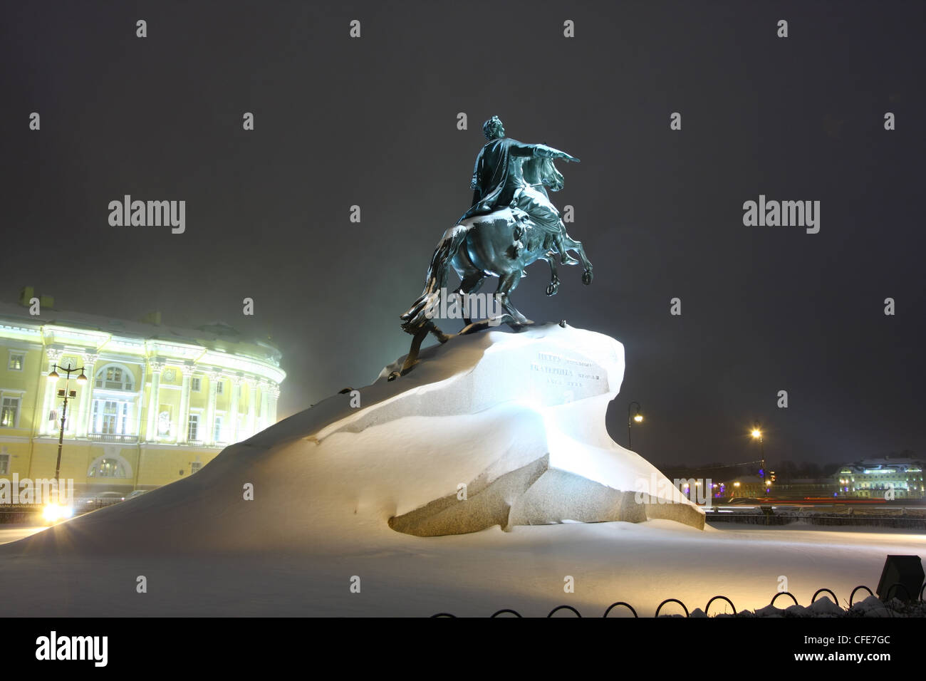 La Russie, Saint-Pétersbourg, statue de Pierre le Grand, le cavalier de Bronze Le Cavalier,Cuivre Banque D'Images