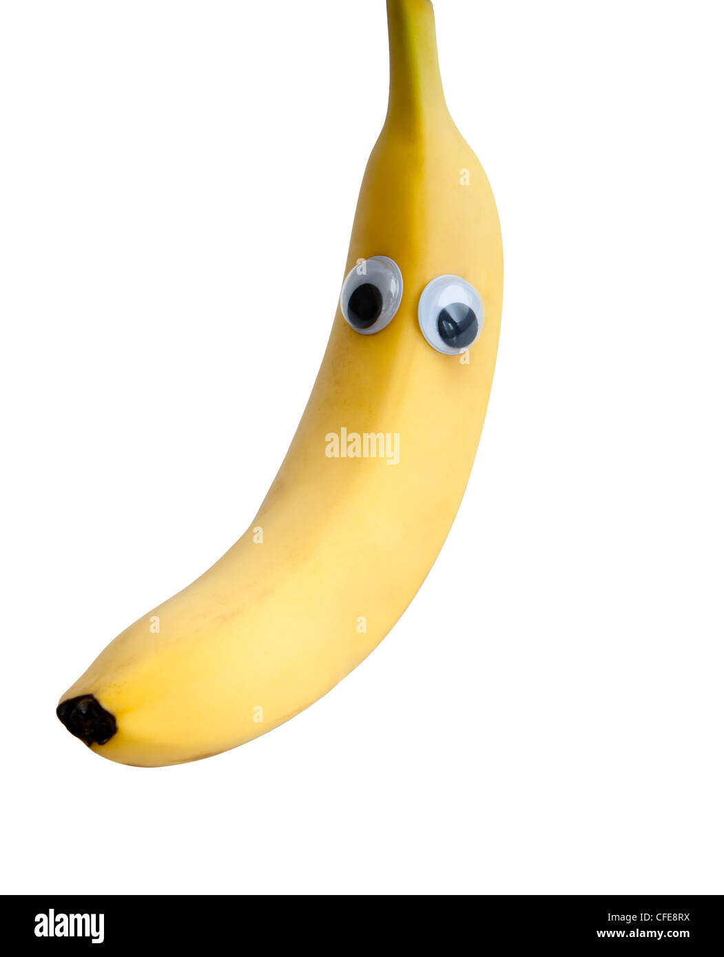 Funny banane jaune avec les yeux isolé sur fond blanc Banque D'Images