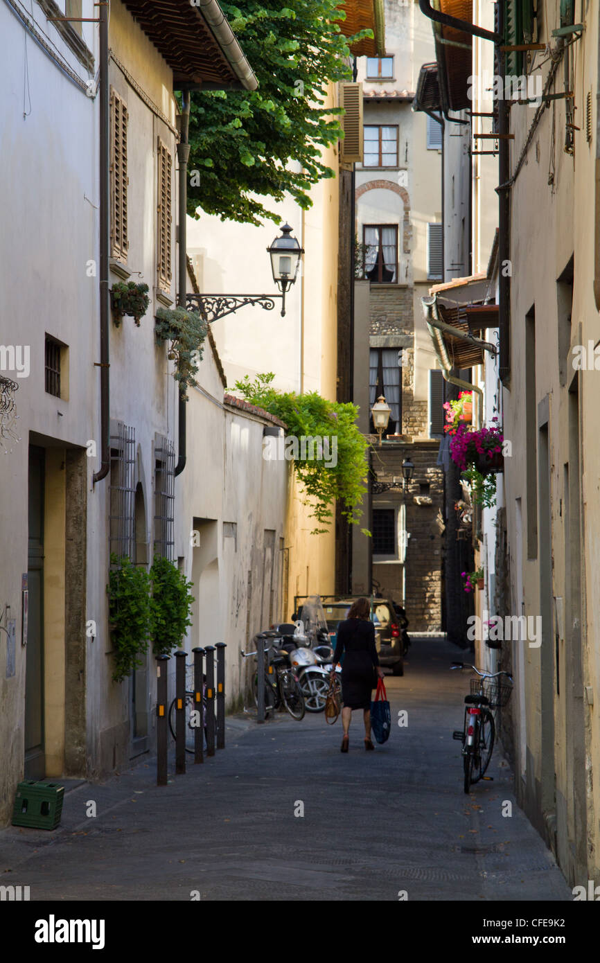 Une rue dans le centre historique de Florence Italie Banque D'Images