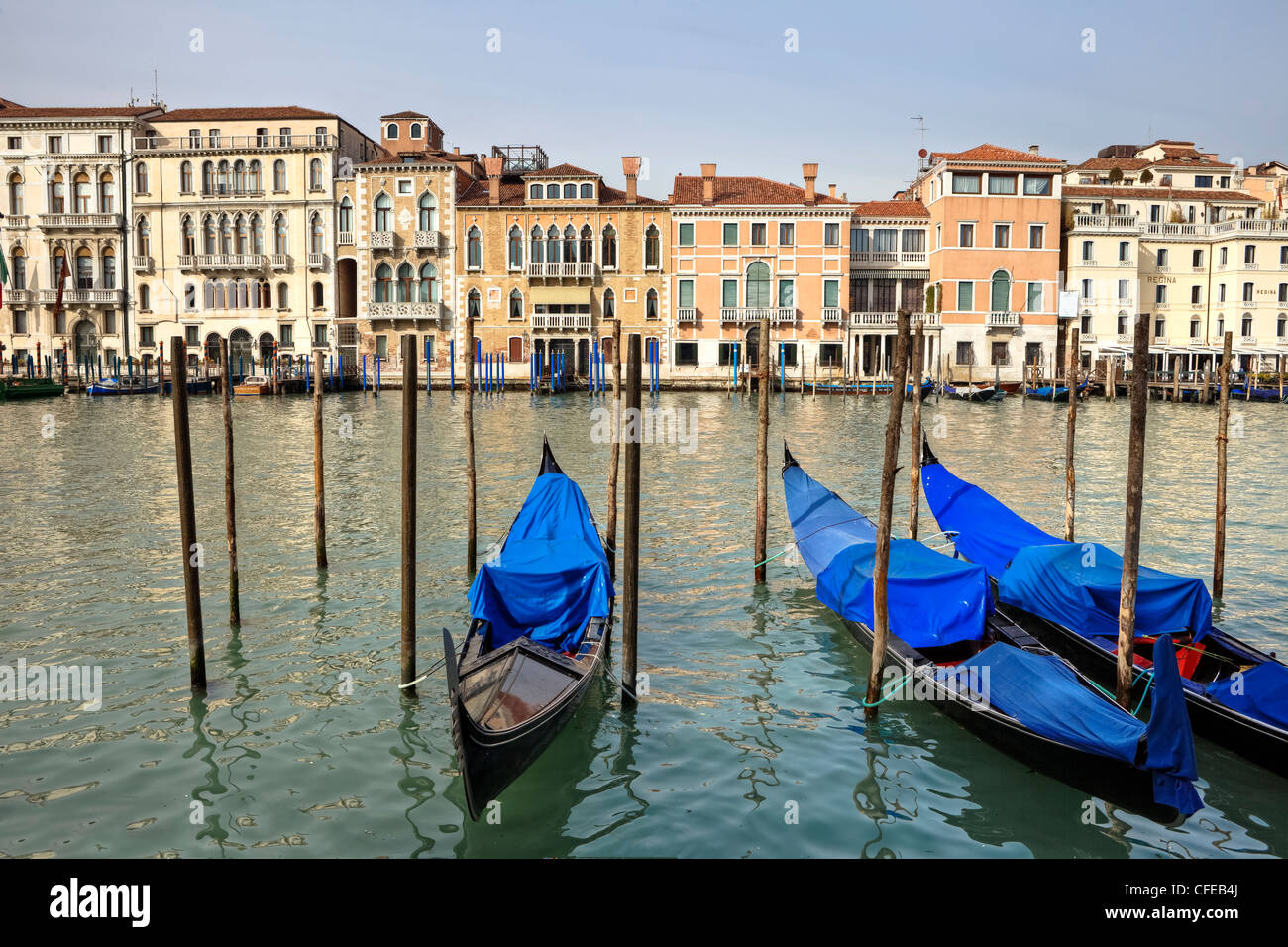 Gondoles, palazzi, Grand Canal, San Marco, Venise, Vénétie, Italie Banque D'Images
