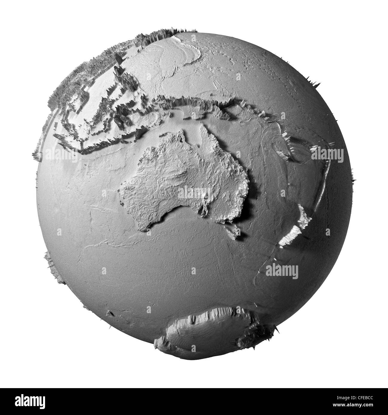Modèle réaliste de la planète terre isolé sur fond blanc - l'Australie, 3d illustration Banque D'Images