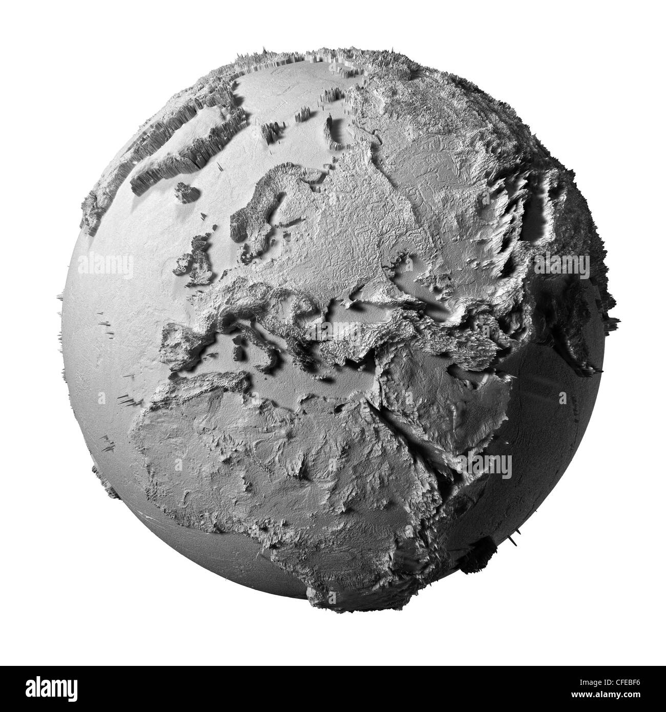 Modèle réaliste de la planète terre isolé sur fond blanc - l'Europe, 3d illustration Banque D'Images