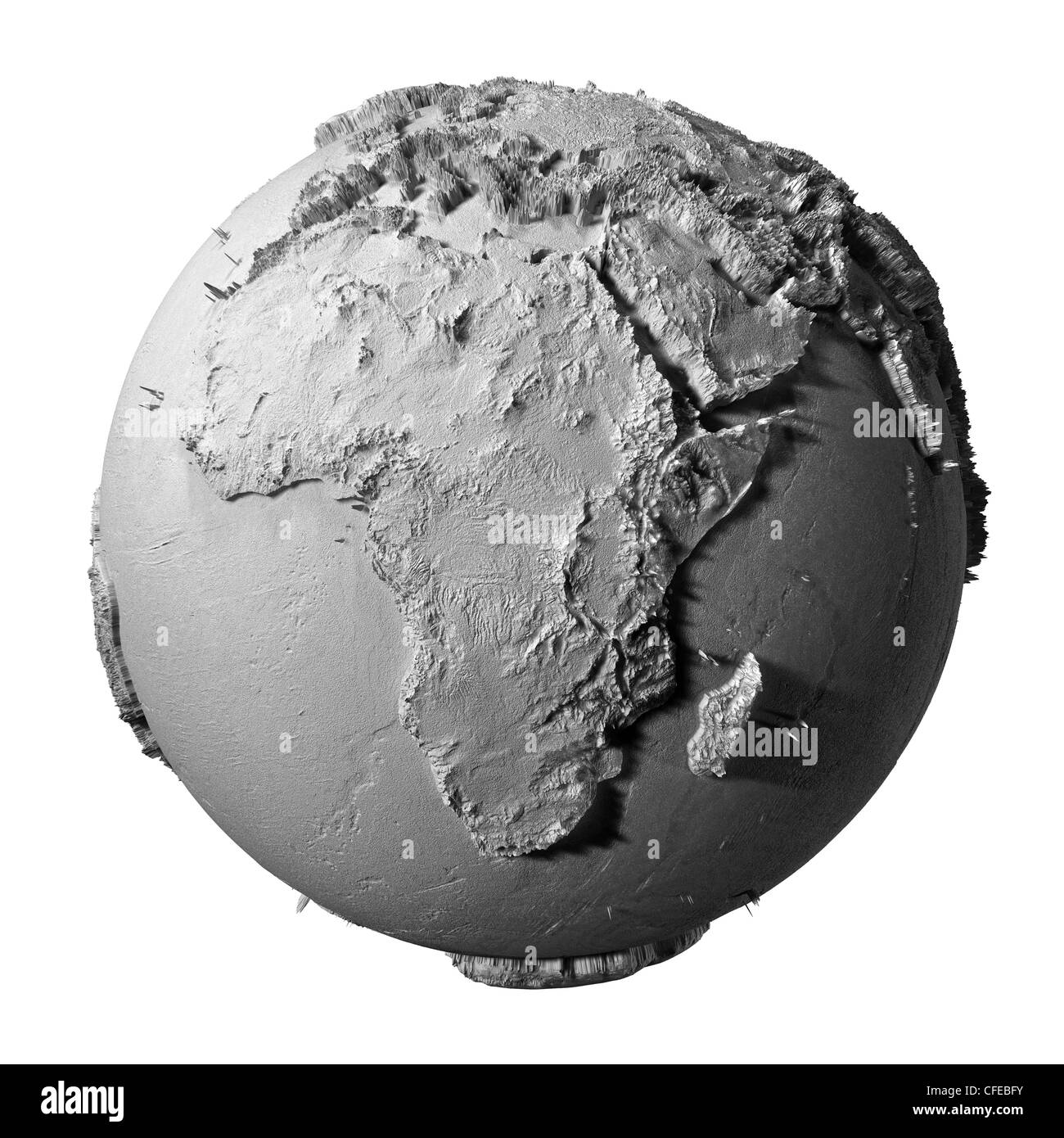 Modèle réaliste de la planète terre isolé sur fond blanc - l'Afrique, 3d illustration Banque D'Images