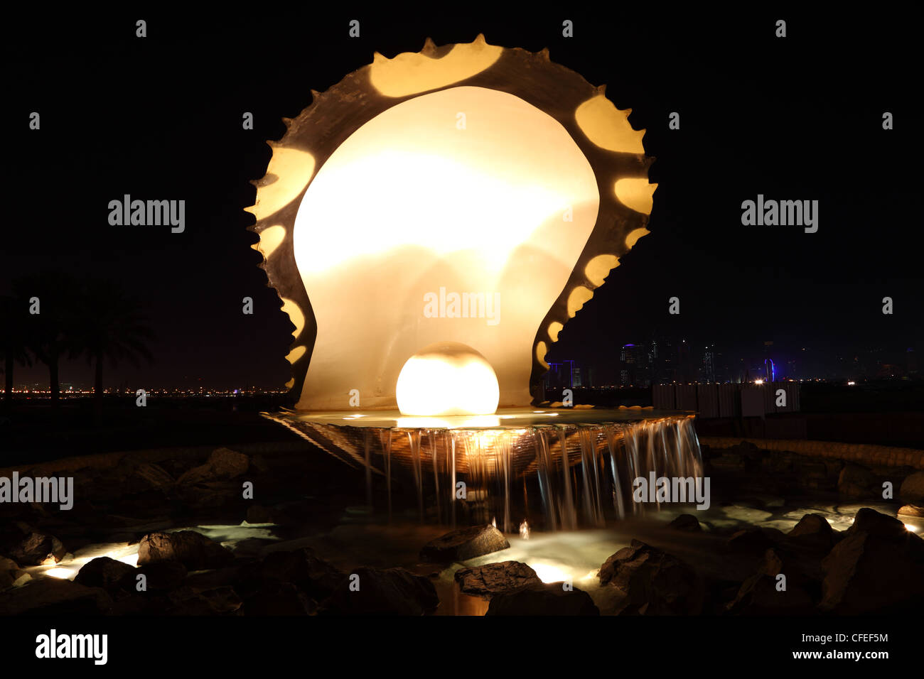 La Perle fontaine à la Corniche à Doha, Qatar Banque D'Images