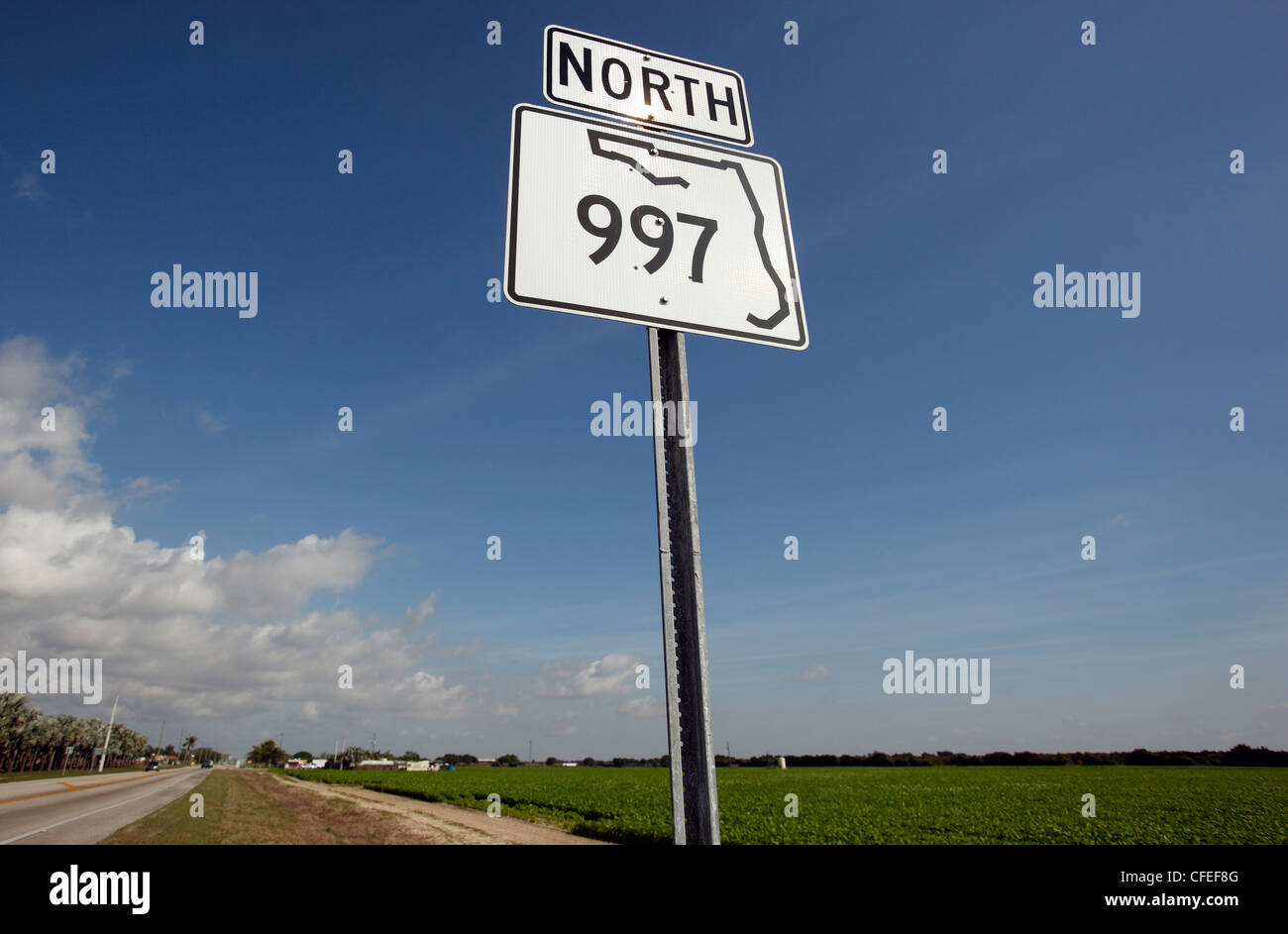 Panneau routier de terres agricoles, Florida City, Floride Banque D'Images