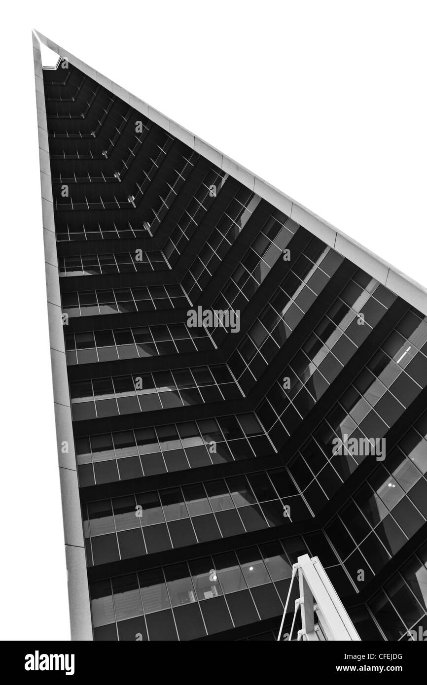Partie de bâtiment moderne de nouvelle construction. Résumé image en noir et blanc. Banque D'Images