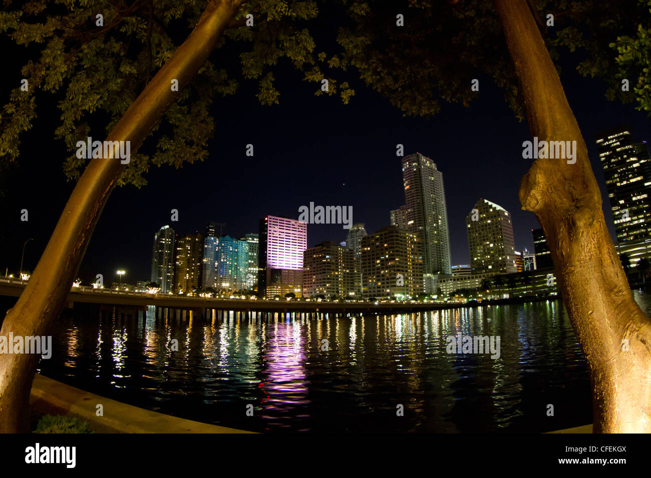 Vue de nuit de Miami Banque D'Images