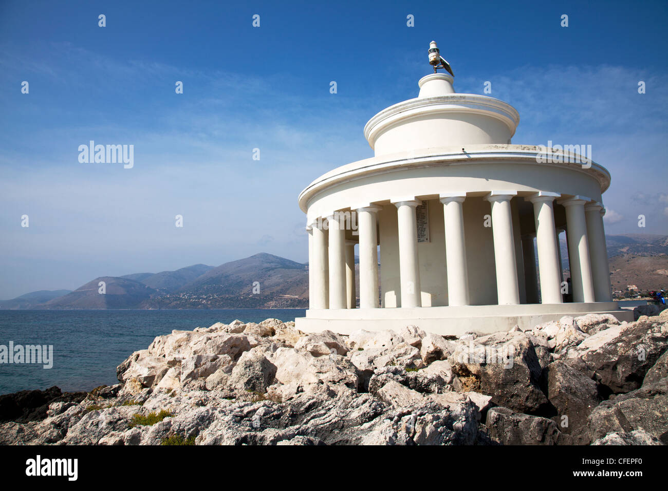 L'île de Céphalonie, grec, la Grèce, l'emblématique phare à Argostoli Banque D'Images