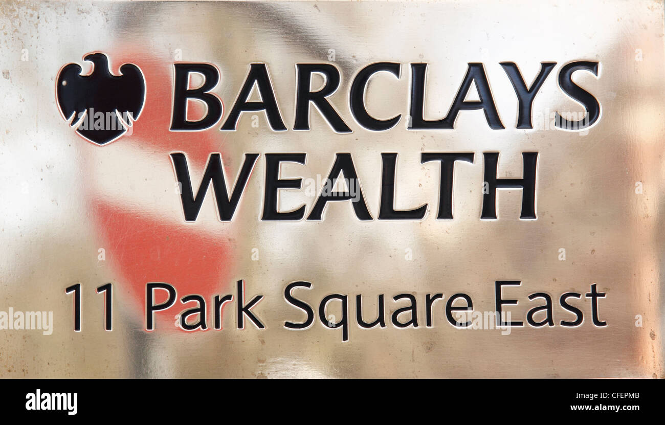 Barclays Wealth Barclays (Groupe) banque privée et la gestion des placements. Banque D'Images