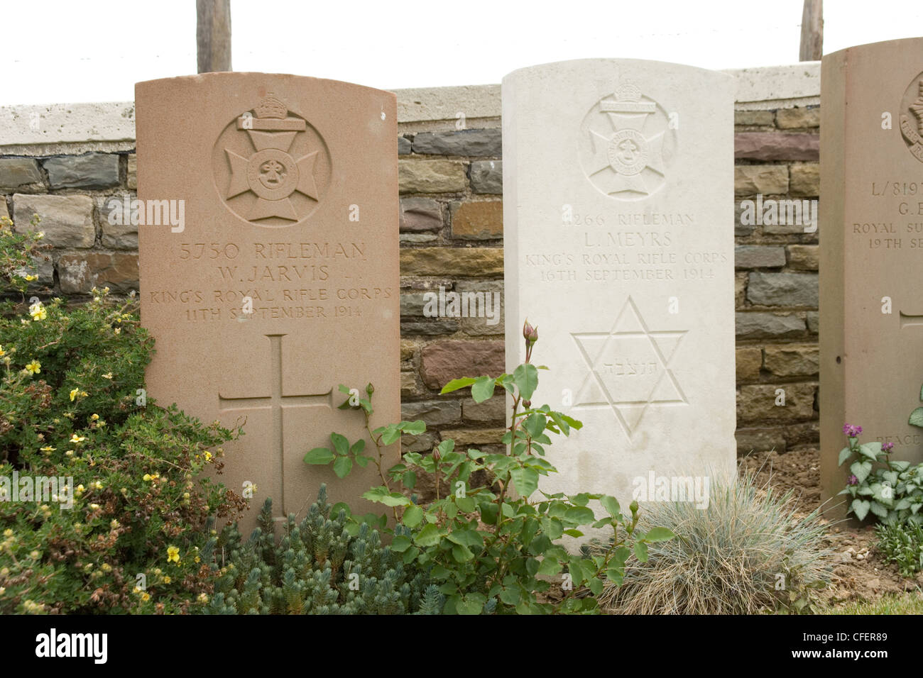 Garve juif à Montreuil aux Lions La Première Guerre mondiale cimetière près de la rivière Marne en France Banque D'Images