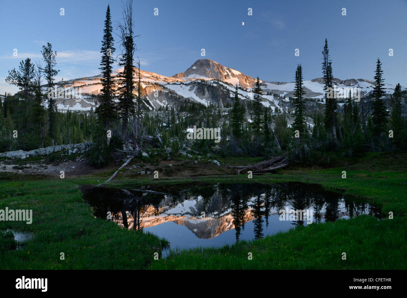 Eagle Cap reflète dans l'étang. Wallowa, montagnes de l'Oregon. Banque D'Images