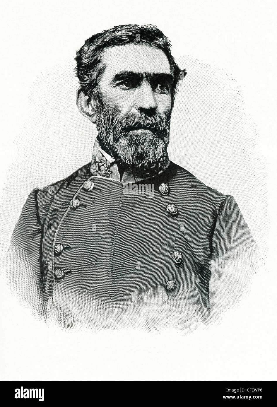 Braxton Bragg (1817-1876) était un Général des Confédérés . Il a dirigé A. S. Johnston's Second Corps dans la bataille de Shiloh. Banque D'Images