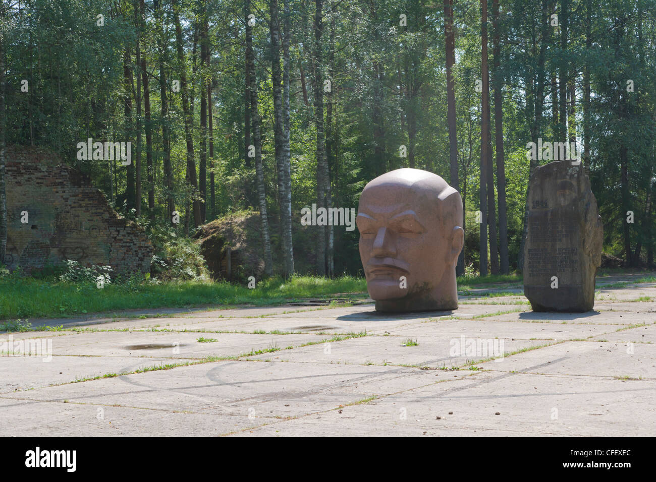Le monument de Lénine, l'ex-URSS Zelteni Zeltini la base de missiles nucléaires, paroisse, Municipalité Aluksne, Vidzeme, Lettonie Banque D'Images