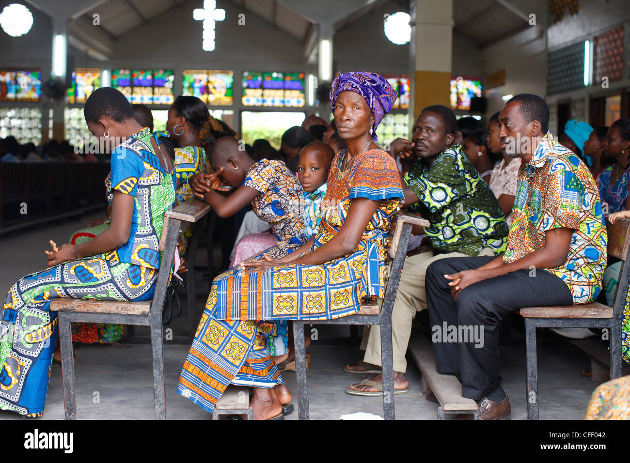 Messe catholique à Lomé, Togo, Afrique de l'Ouest, l'Afrique Banque D'Images