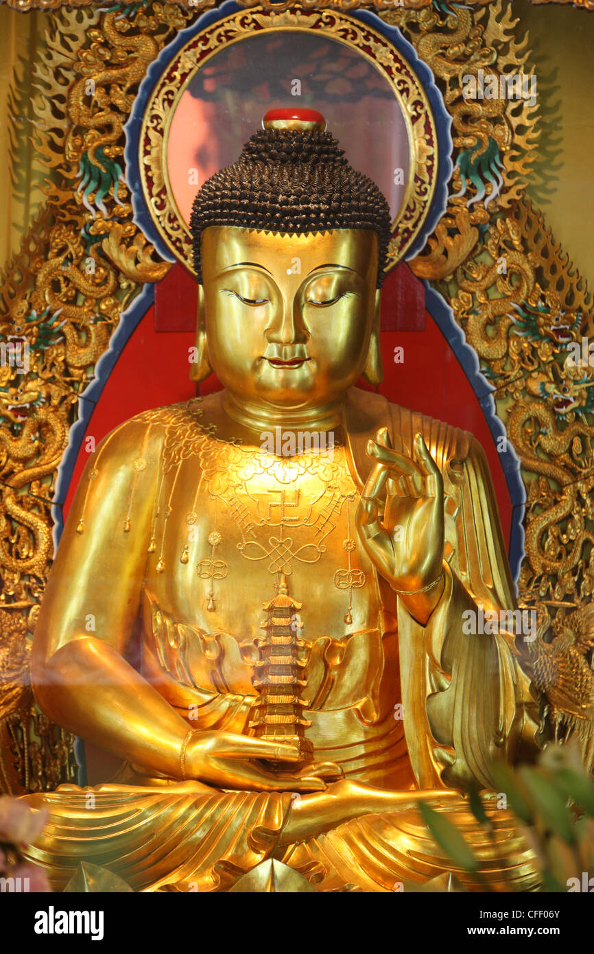 Statue du Bouddha Shakyamouni dans le hall principal, monastère Po Lin, Tung Chung, Hong Kong, Chine, Asie Banque D'Images