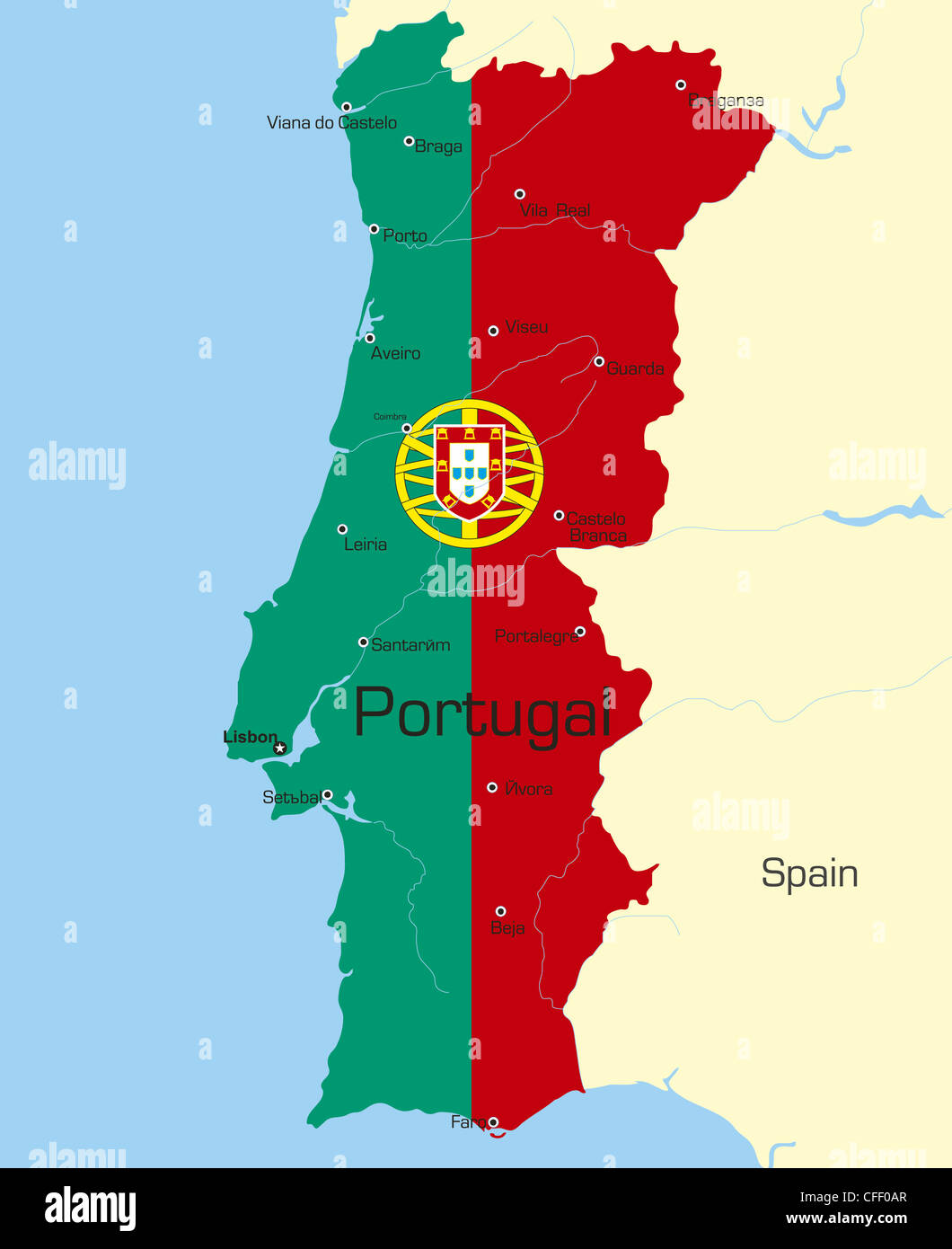 Abstract vector Carte de Portugal couleur couleur du drapeau national par  pays Photo Stock - Alamy