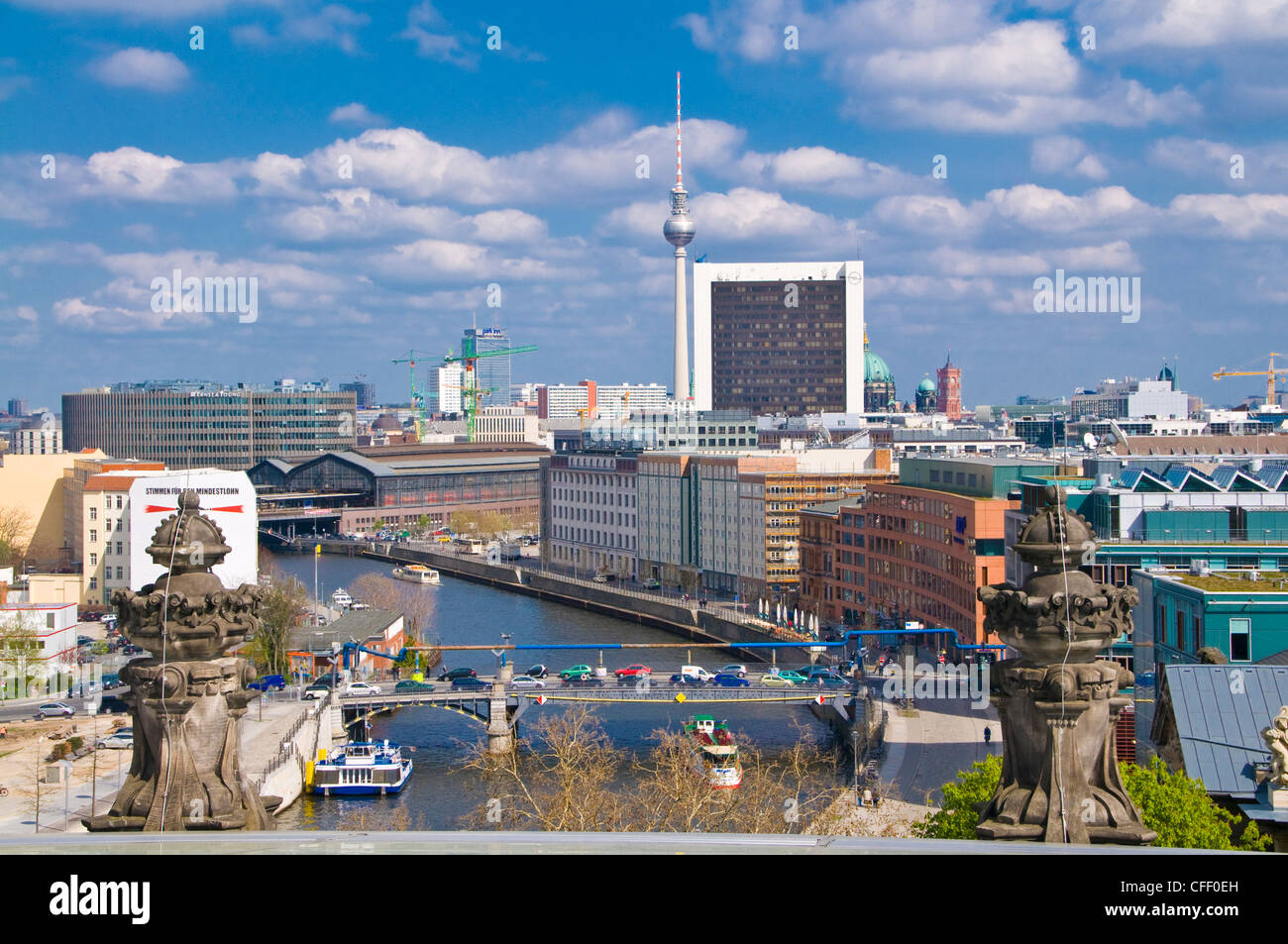 Vue sur Berlin dans le Reichstag allemand, Berlin, Germany, Europe Banque D'Images