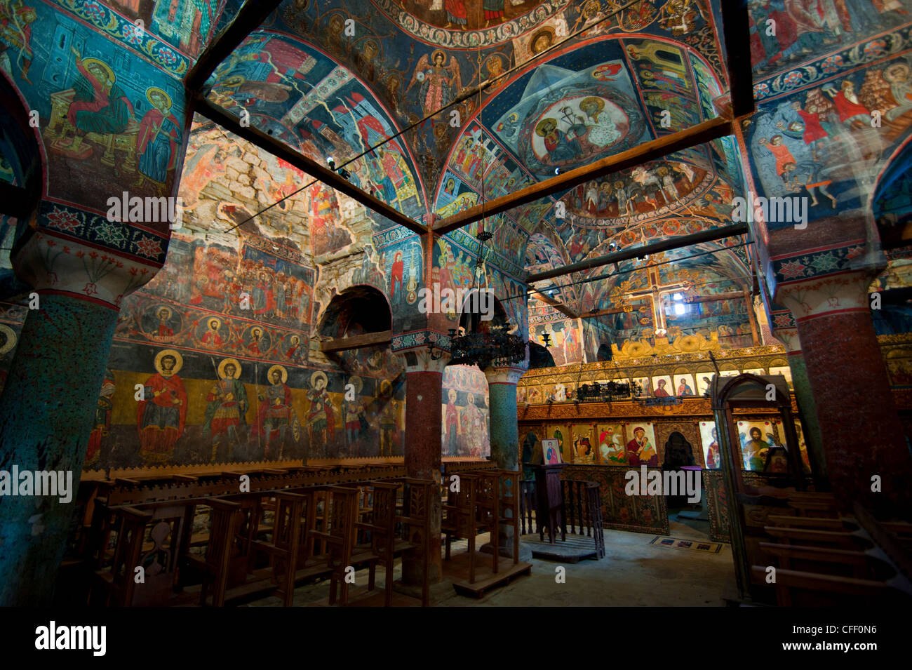 Monastère de Saint Prodhomos, une des anciennes églises orthodoxes de Voskopoja, l'Albanie, de l'Europe Banque D'Images