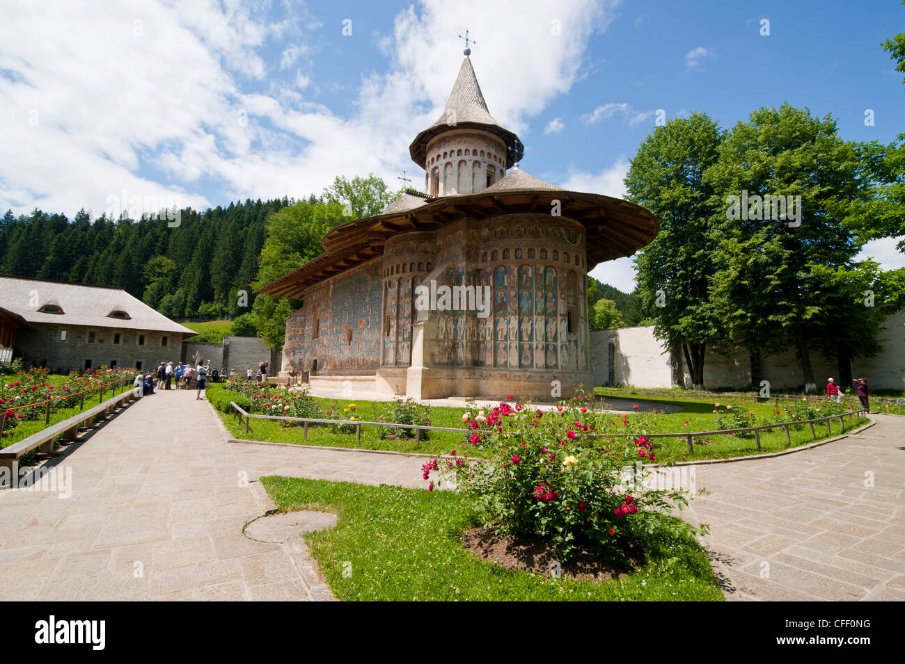 Dans le monastère de Voronet Bucovina, UNESCO World Heritage Site, Roumanie, Europe Banque D'Images