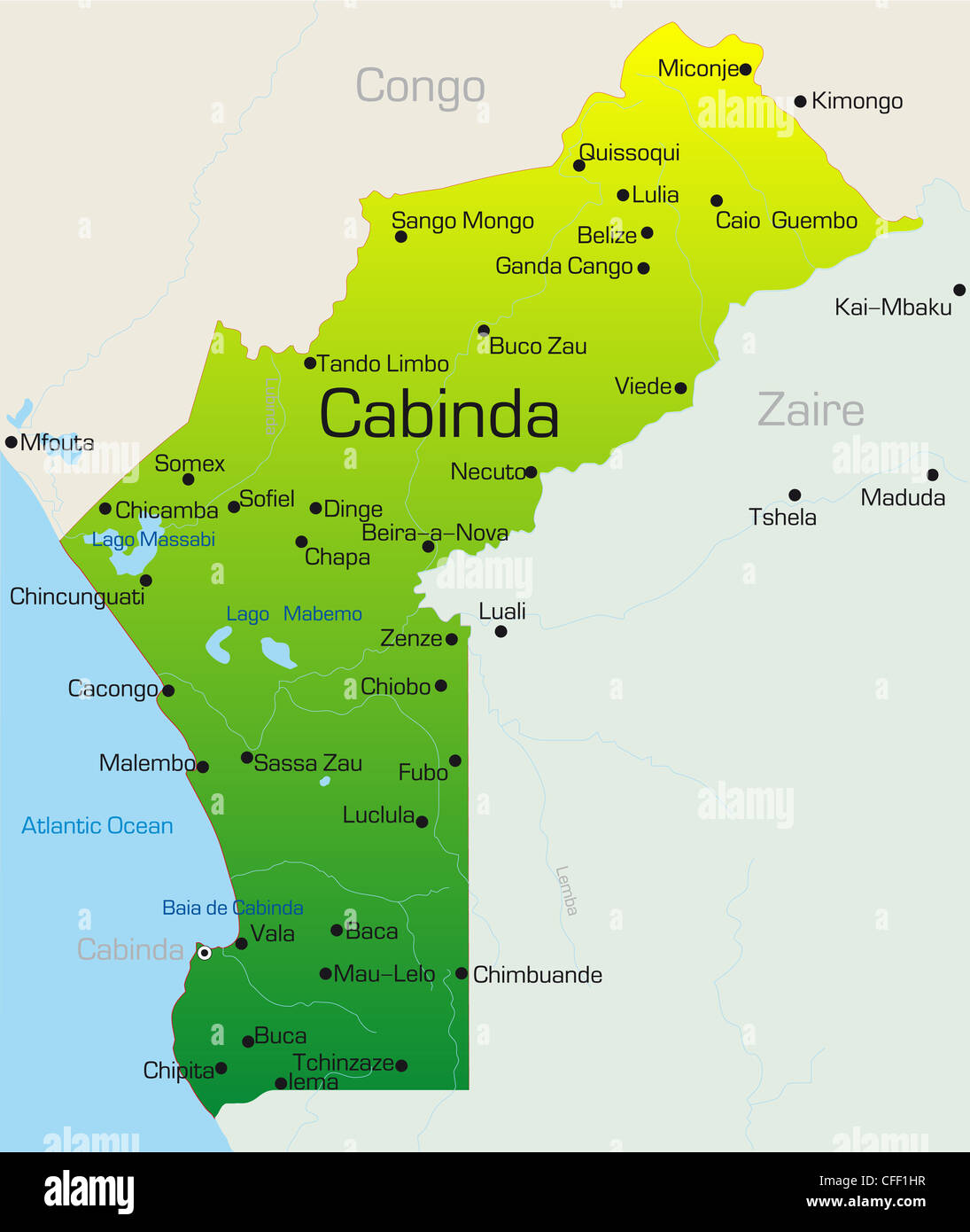 Abstract vector carte des couleurs de Cabinda pays Banque D'Images