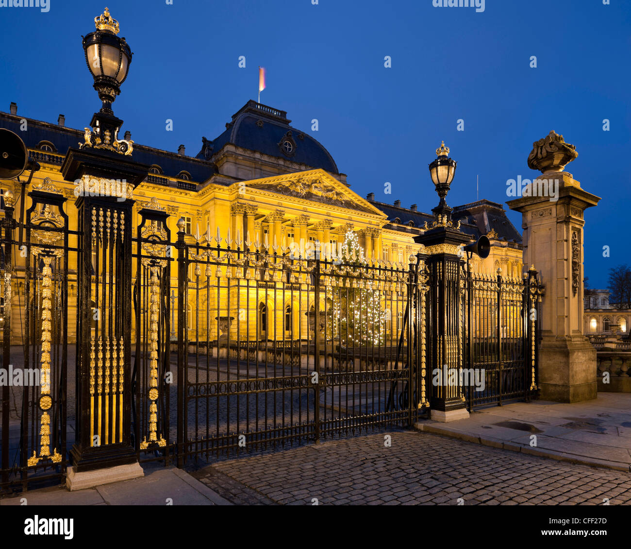 Palais Royal de nuit, Bruxelles, Belgique, Europe Banque D'Images
