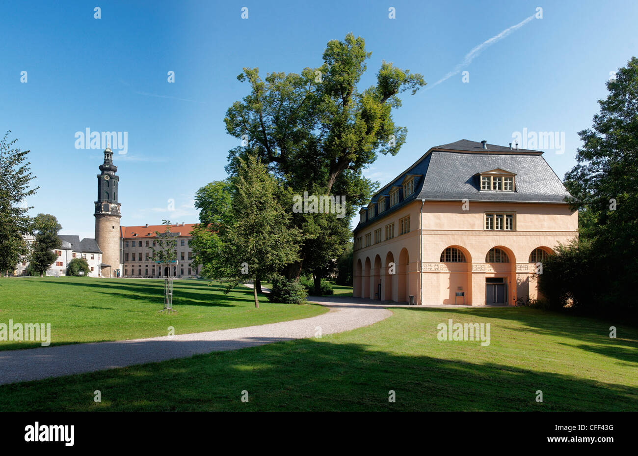 Château de ville, site du patrimoine mondial de l'UNESCO, Park an der Ilm, Weimar, Thuringe, Allemagne Banque D'Images