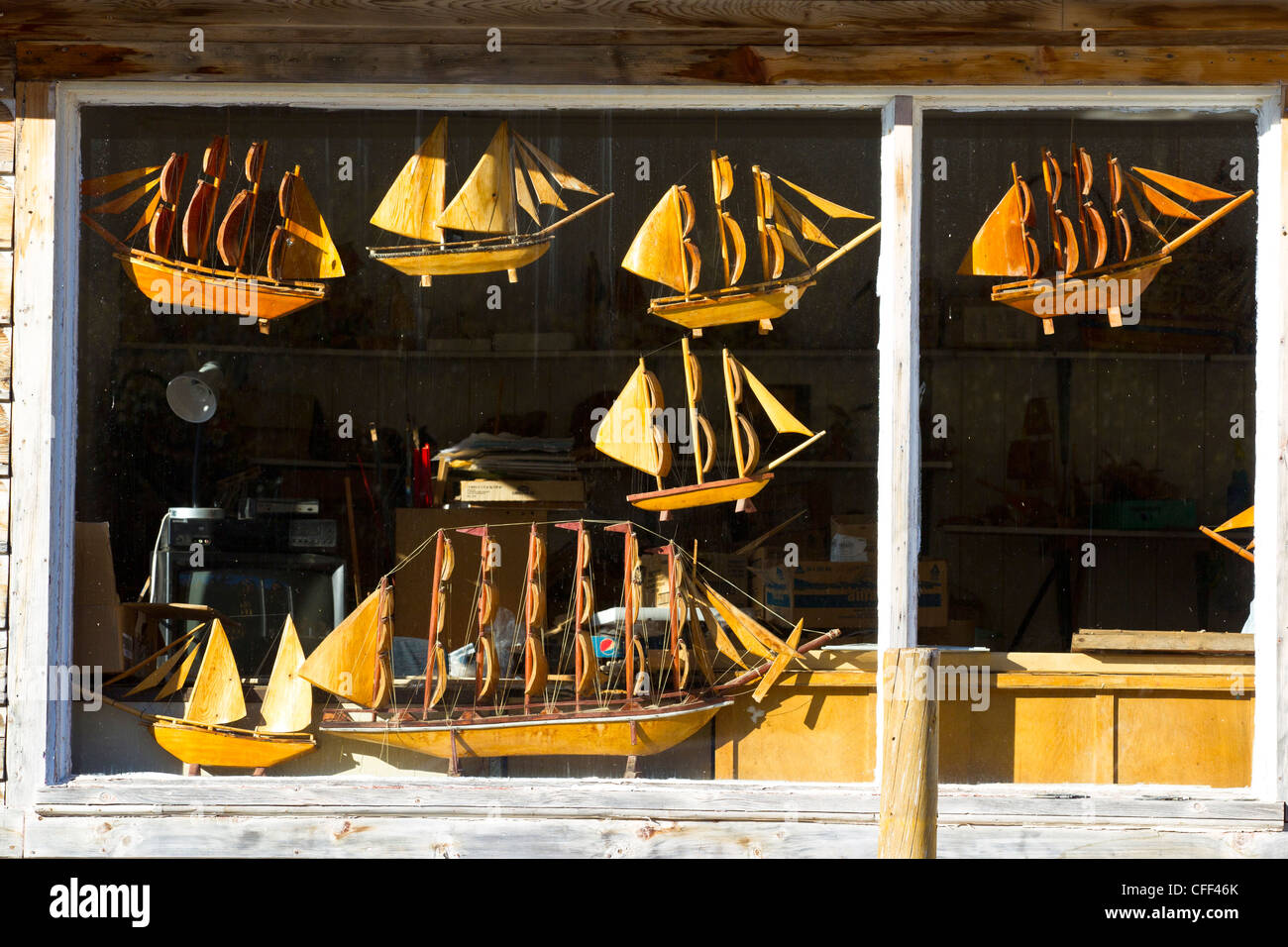 Les navires en bois sculpté, Percé, Gaspé, Québec, Canada Penninsula Banque D'Images
