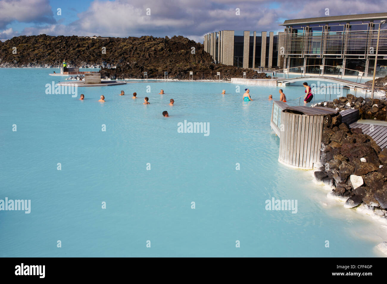 L'usine géothermique et d'une piscine, Blue Lagoon, Islande, régions polaires Banque D'Images