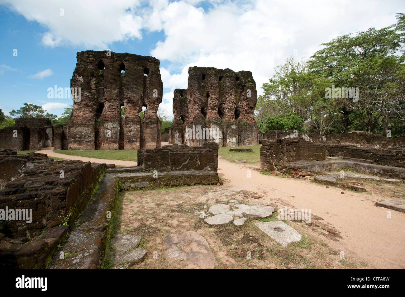 La Citadelle du Palais Royal ruines à la ville ancienne de Polonnaruwa Sri Lanka Banque D'Images