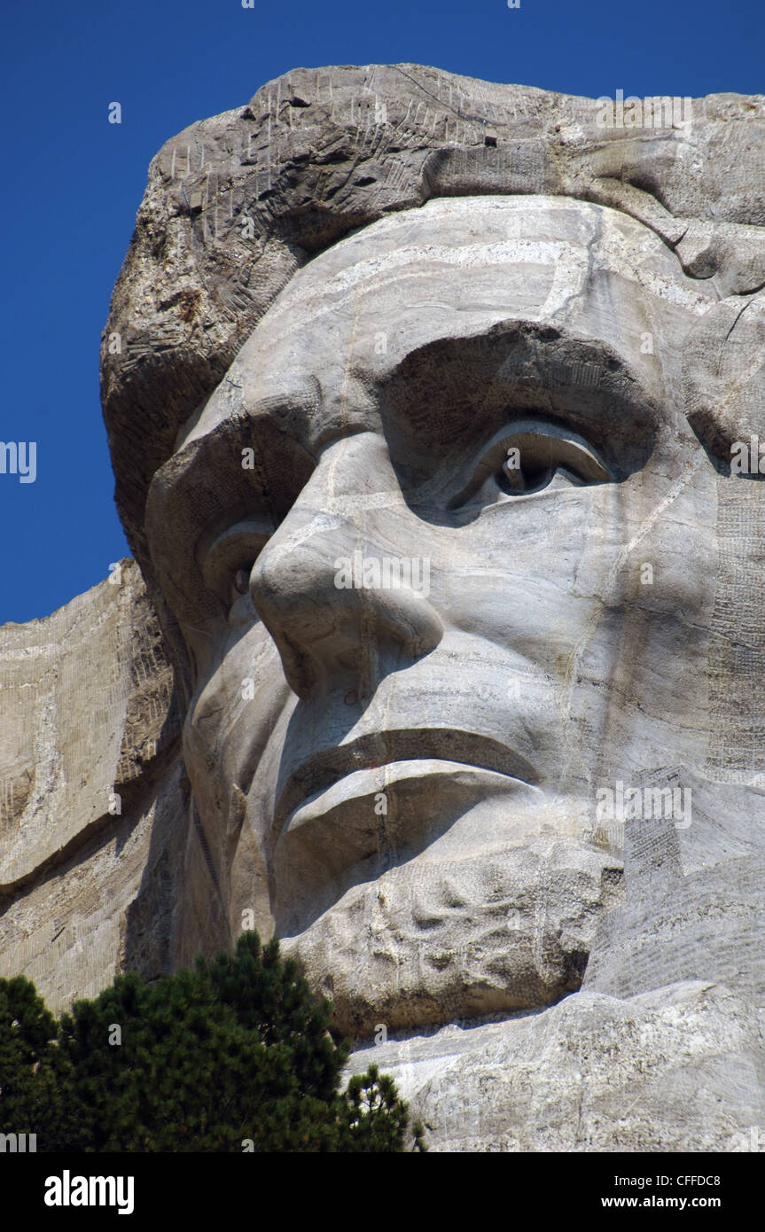 USA. Mount Rushmore National Memorial. Chefs des présidents des États-Unis. Abraham Lincoln. Banque D'Images