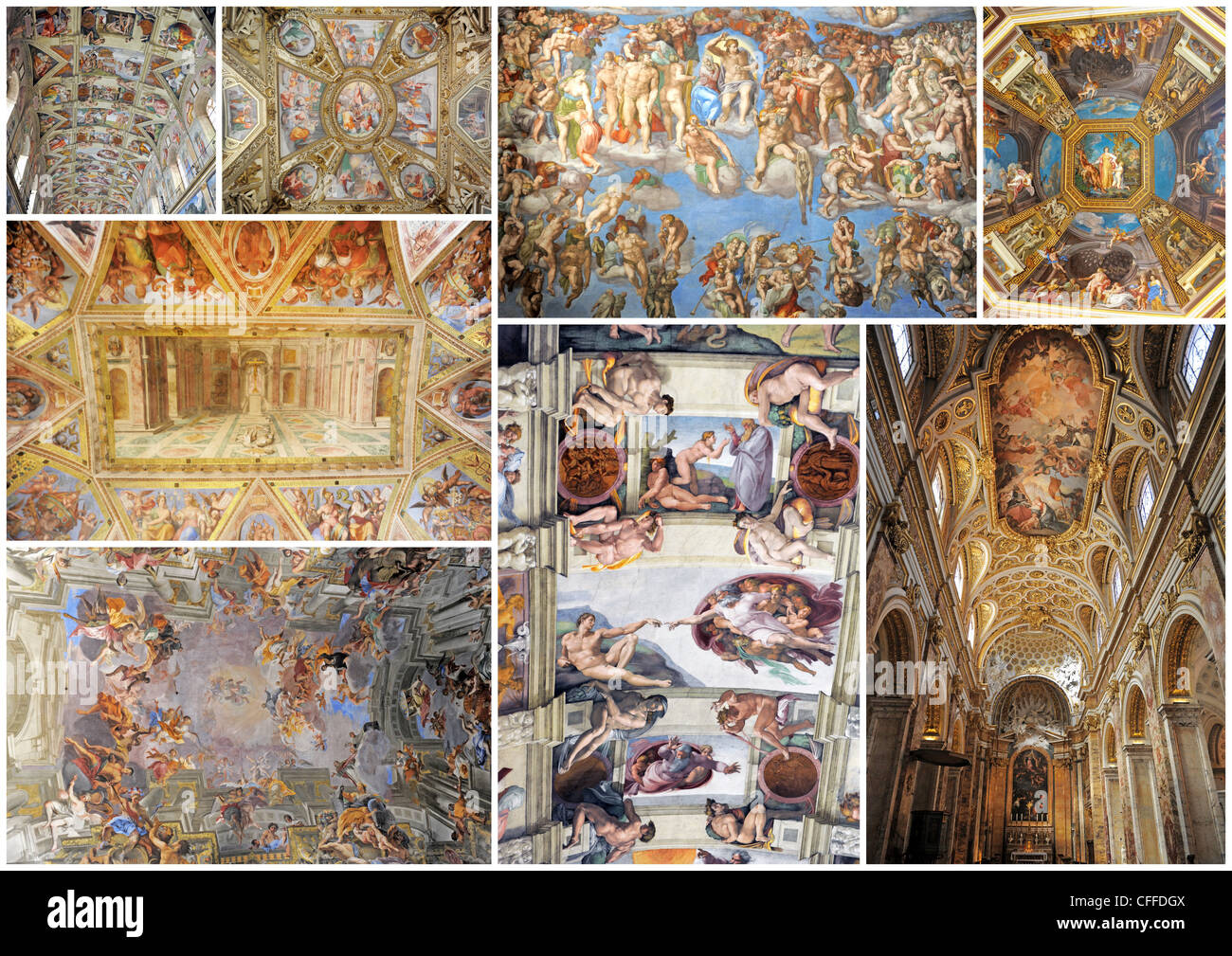 Image composite avec plafond Renaissance à Rome, Italie Banque D'Images