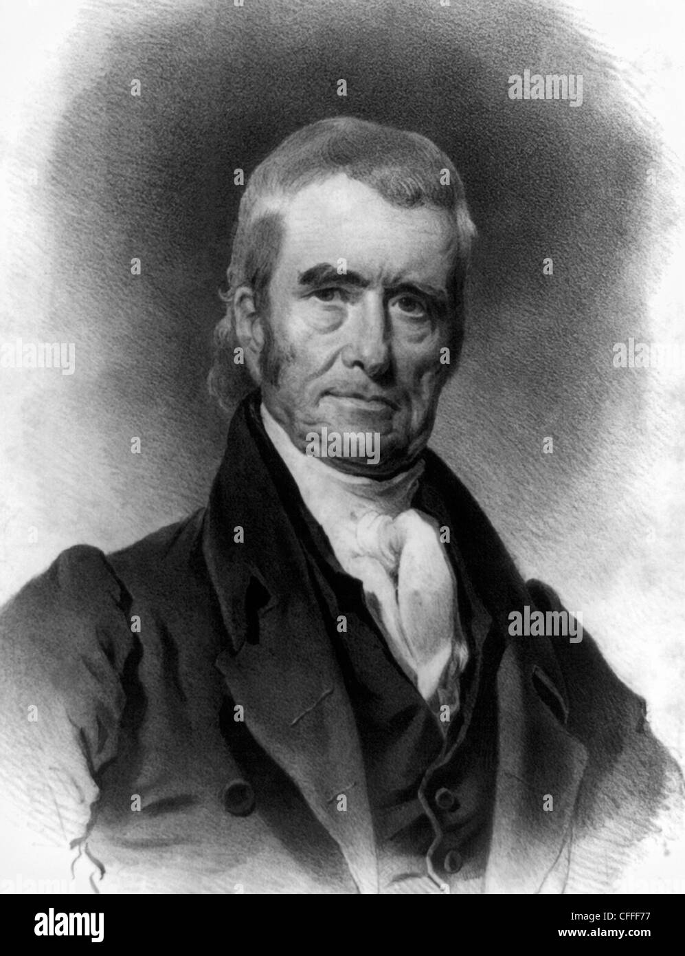Portrait Vintage print de l'état américain et le juge John Marshall (1755 - 1835) - La quatrième-nous juge en chef (1801 - 1835). Banque D'Images