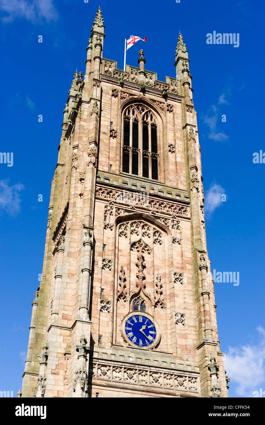 La tour de la Cathédrale, Derby, Derbyshire, East Midlands, Angleterre, RU Banque D'Images