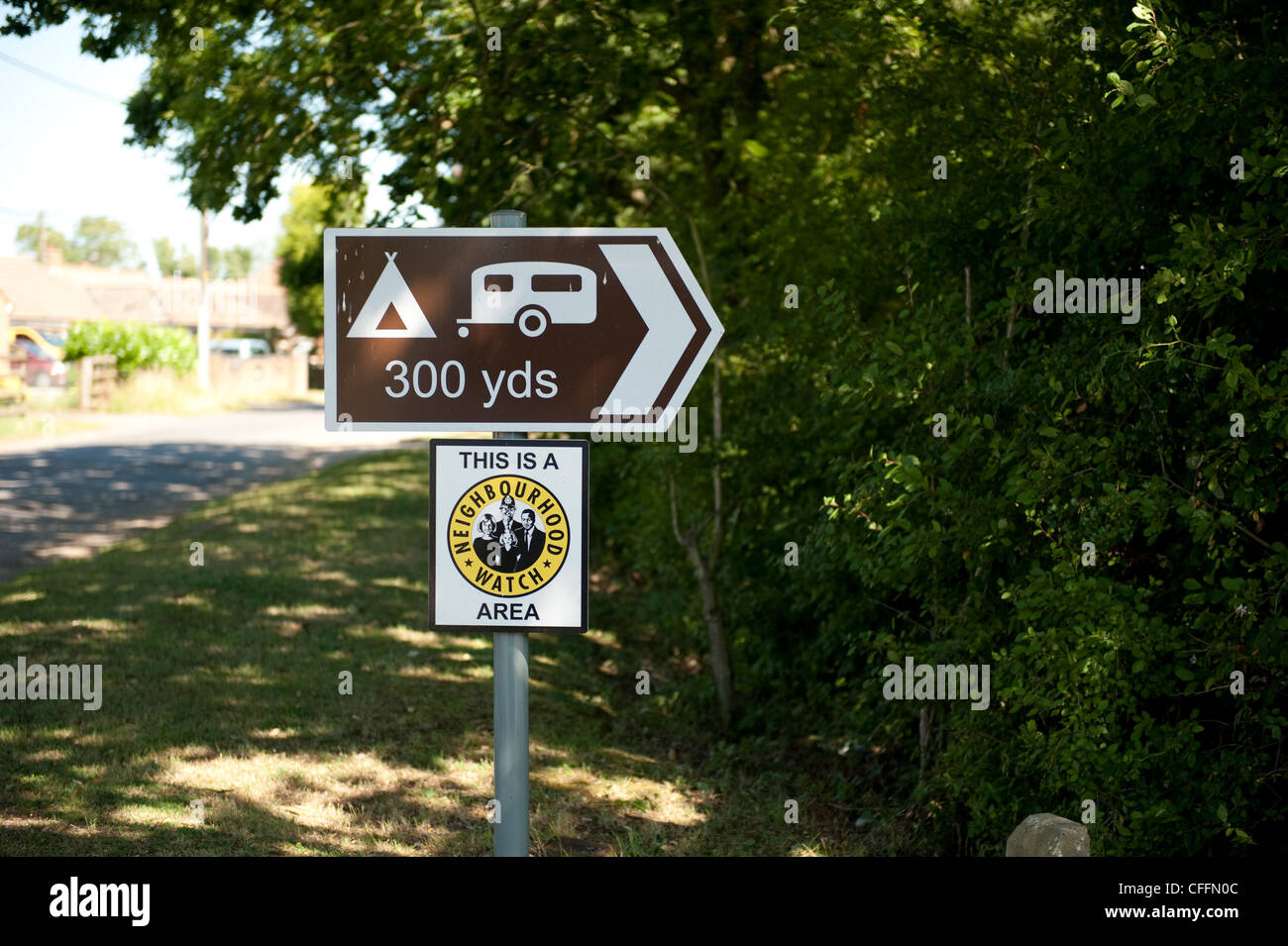 Camping et caravaning 300 yds verges site UK Banque D'Images