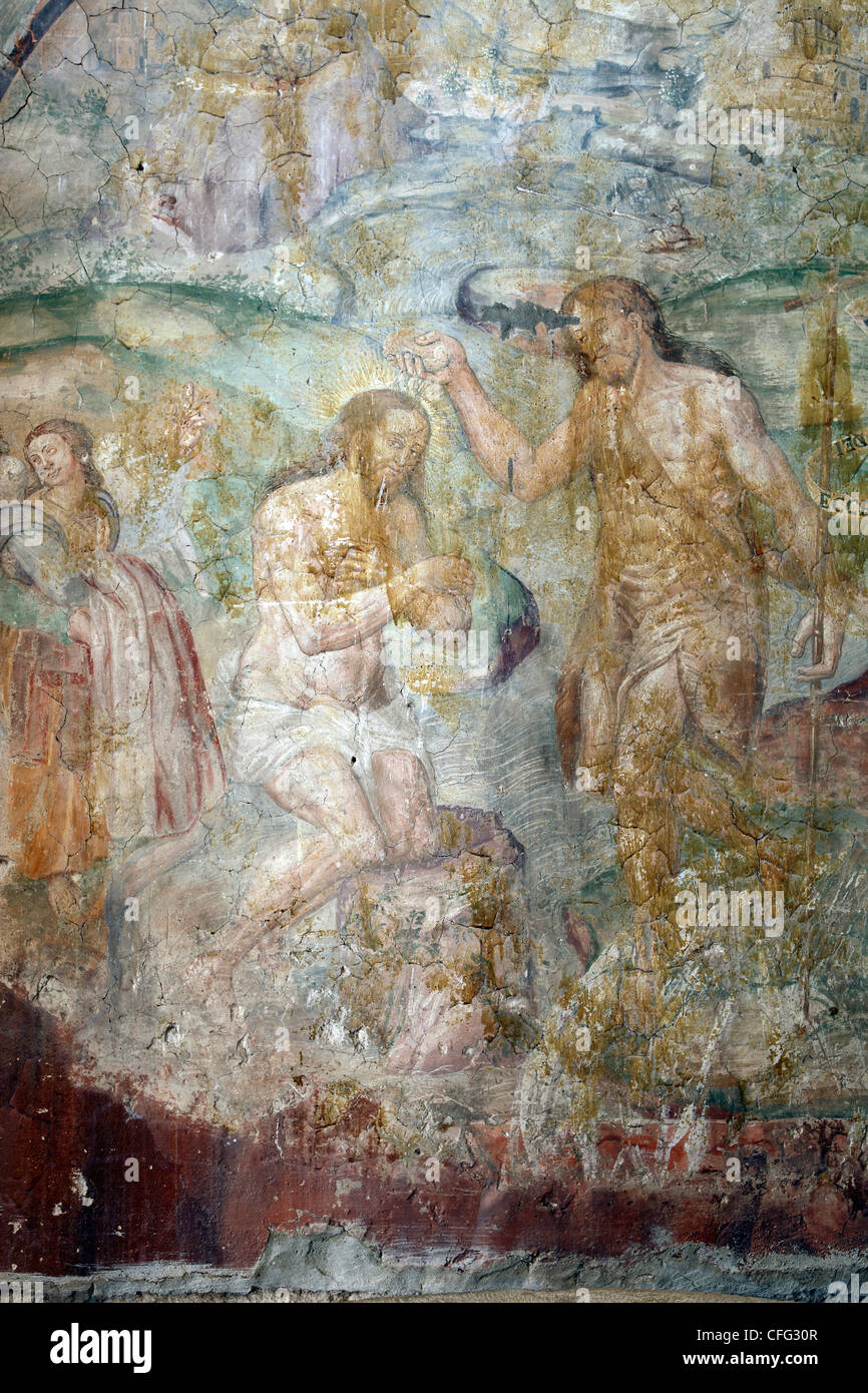 Italie, Pouilles, Troia, Église San Basilio, fresque XI siècle Banque D'Images