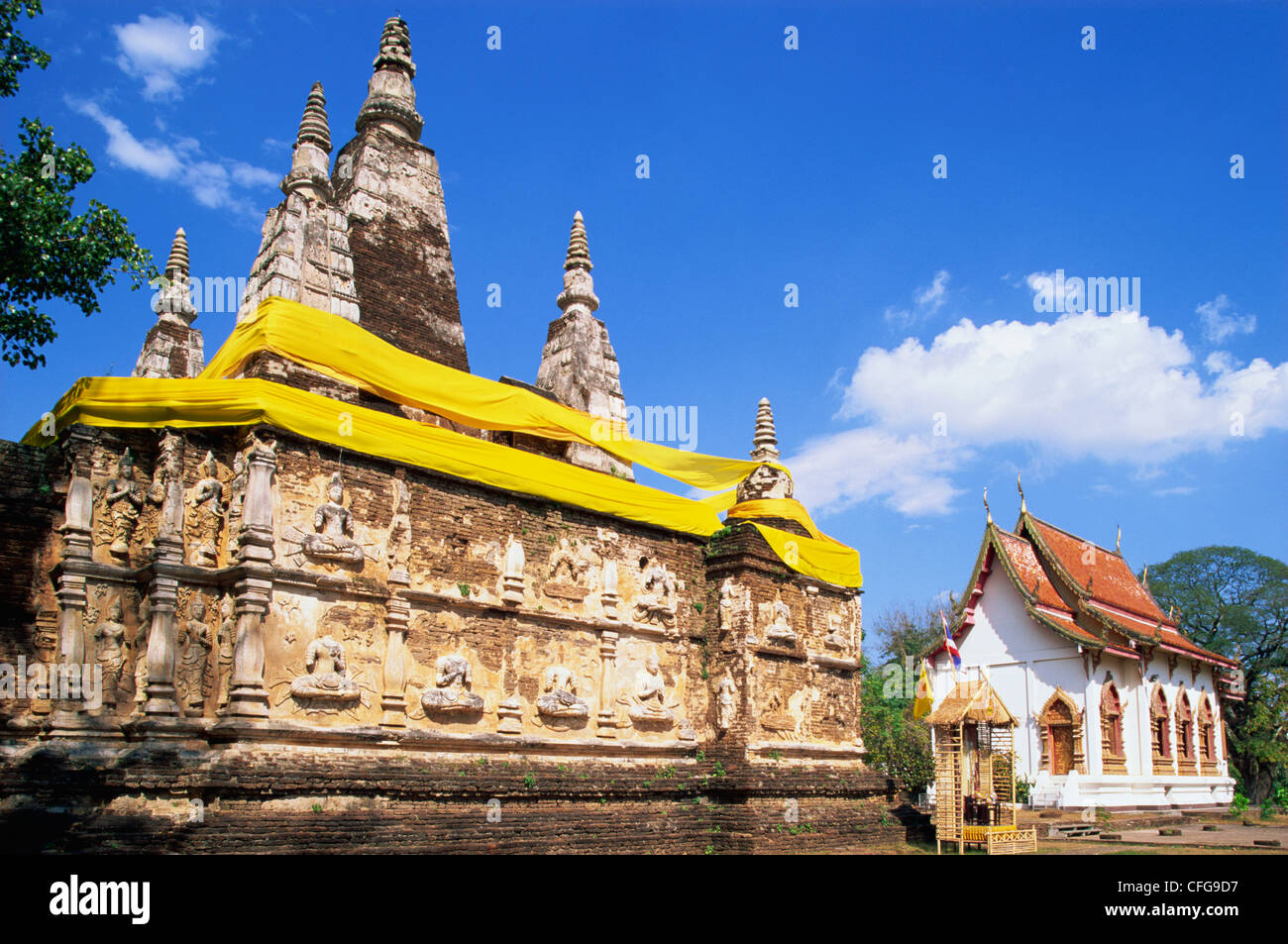 La Thaïlande, Chiang Mai, le Wat Jet Yot Banque D'Images